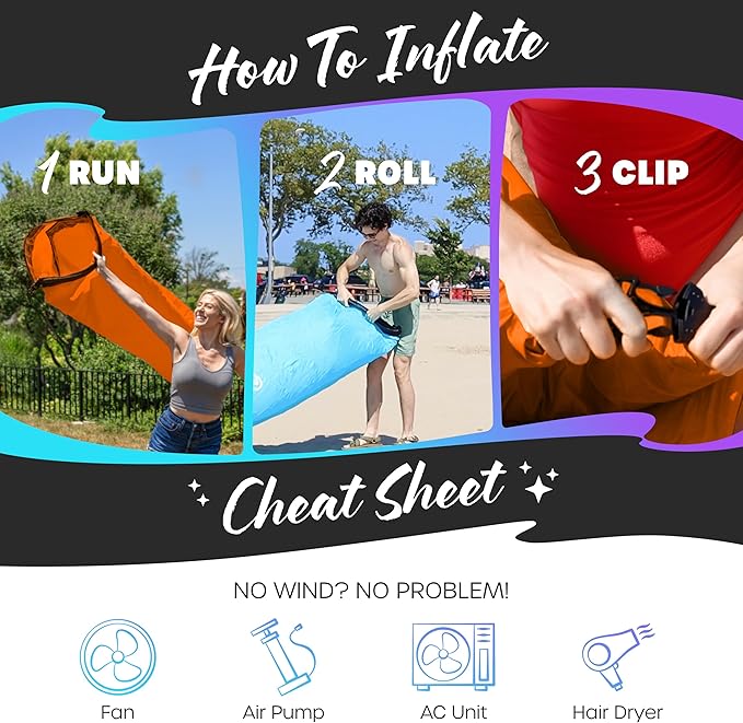 Nevlers 2 Pack Inflatable Loungers Air Sofa Couch | Perfect for Beach Chair Camping Chairs or Portable Hammock |Travel Bag Pouch, Pegs & 3 Pockets| Movie Seating & Camping Accessories Blow Up Lounger