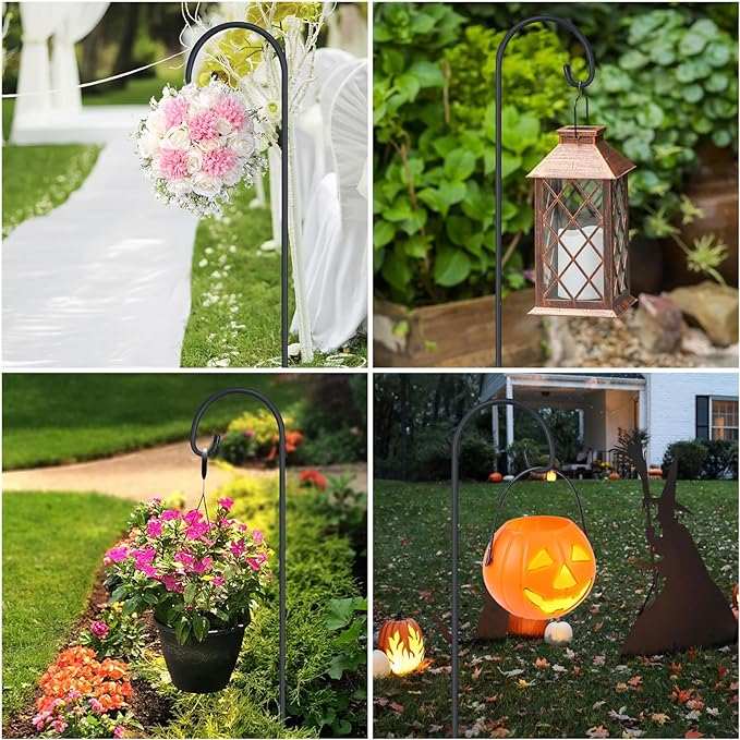 FEED GARDEN Adjustable 32 Inch Small Shepherd Hooks for Outdoor, Garden Hooks for Lanterns, Shepard Hooks for Hanging Plants, Bird Feeders, Solar Lights, Mason Jars, Weddings Decor,4 Pack