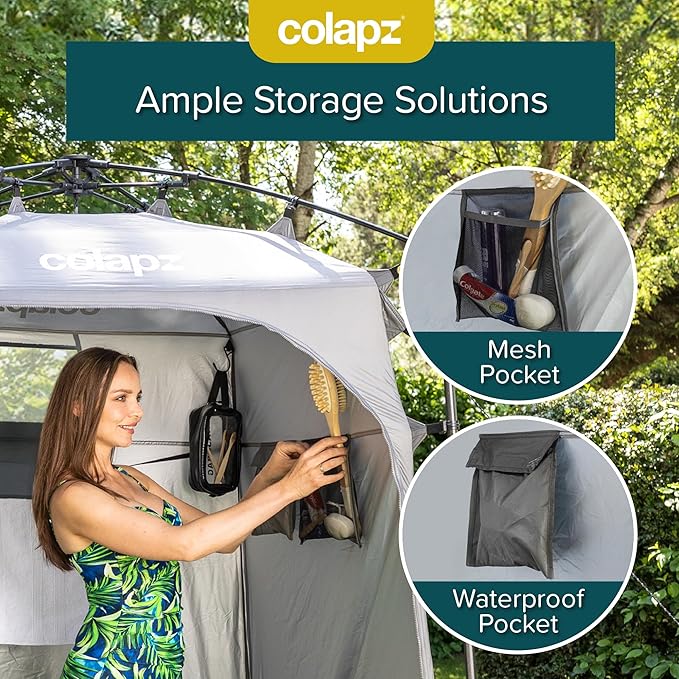 Colapz Camping Shower Tent and Pop Up Toilet Tents - Provides Additional Storage and Privacy as a Portable Shelter and Outdoor Changing Room