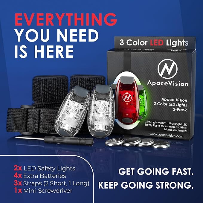 LED Safety Light (2 Pack) - Clip On Strobe/Running Lights for Runners, Dog, Bike, Walking, Boat, Kayak, Stroller and More - High Visibility Accessories for Your Reflective Gear, Bicycle
