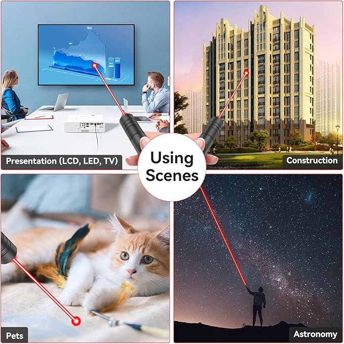 [Professional] Rechargeable Red Line Light Flashlight Long Distance Range for TV/LED/LCD Screens Tactical Flashlights Presentation Office/Outdoors/Astronomic/Construction [001]