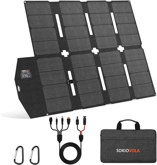 100W Portable Solar Panel MC-4 Foldable Solar Panel Charger Kits 18V IP68 Waterproof Lightweight and Compact for Small Power Station RV Travel Outdoor Activities