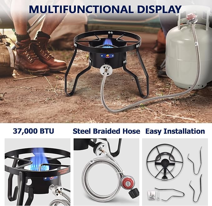 ARC 55,000BTU Propane Burner Camping Stove,Outdoor Gas Stove Burner Cooker for Cooking for Turkey Fry,Homebrewing,Crawfish Boil,and More!