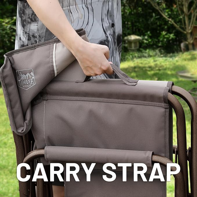 TIMBER RIDGE Aluminum Oversized Camping Chair, Lightweight Portable Directors Chair with Side Table Detachable Side Pocket for Outdoor Camping, Lawn, Picnic, Support 400lbs Tan 2 Pack