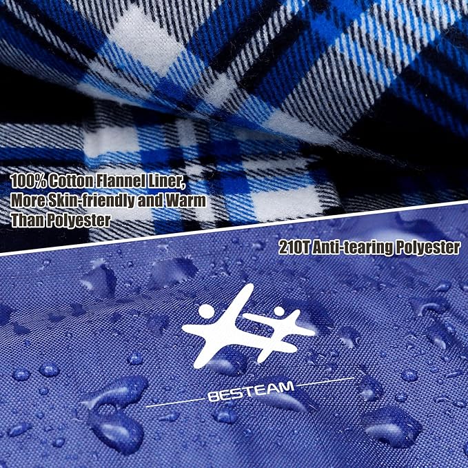 Double Sleeping Bag Flannel for Adults Kids, Queen Size for 2 Person with 2 Pillows, Warm & Cold Weather Sleeping Bag for Camping, Hiking, Waterproof Lightweight with Compression Sack