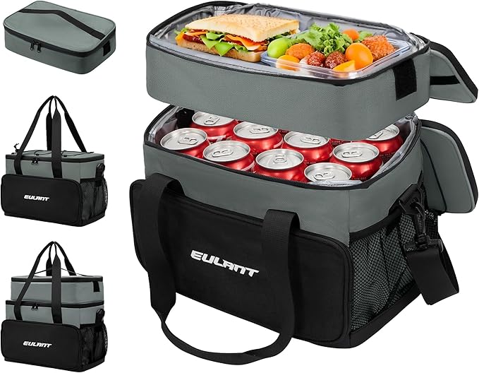 EULANT Large Waterproof Cooler Bag with Removable Lunch Bag,27 Can Collapsible Insulated Ice Chest Leak-Proof Cooler Bag for Men & Women Work Outdoor Beach Trips