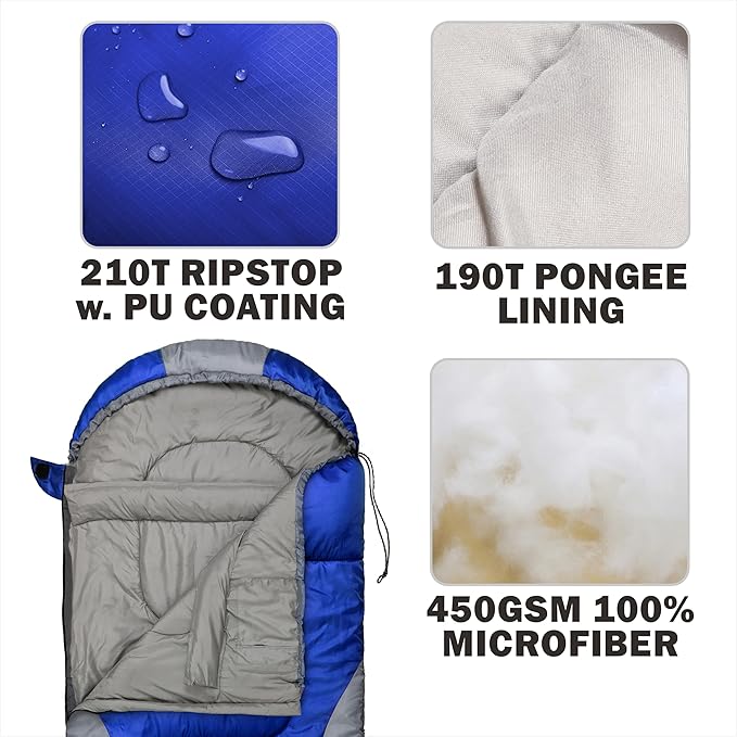 5°F Cold Weather Sleeping Bags for Adults Camping | Big and Tall Winter Sleeping Bag w. Compression Sack for Backpacking, Hiking | Waterproof, Portable | Camouflage