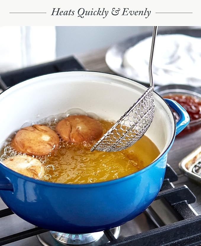 Merten & Storck 7QT Round Dutch Oven Casserole Pot with Lid, European Crafted Enameled Iron Stockpot, Induction & All Cooktops, Braising, Stews, Roasting, Slow Cooking, Sourdough, Caribbean Blue