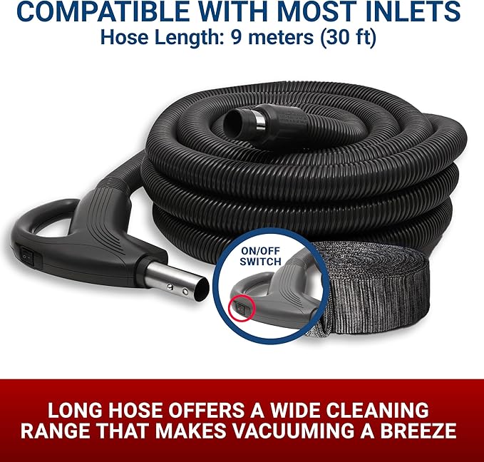 Broan-nutone 550 Air watts Central Vacuum System and Deluxe Multi-Surface Tool Set for Cleaning Floors,Carpets, Anti-Vibration, Powerful Suction