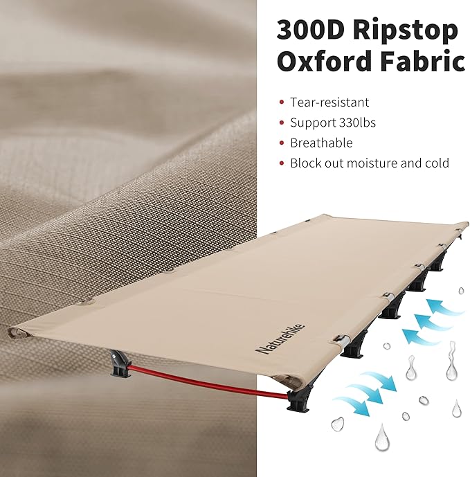 Naturehike GreenWild Camping Cot, Ultralight Folding Backpacking Cot, 60-Second Easy Set-Up, Supports 330lbs, Portable Camping Bed for Adults for Camping Hiking Travel Home