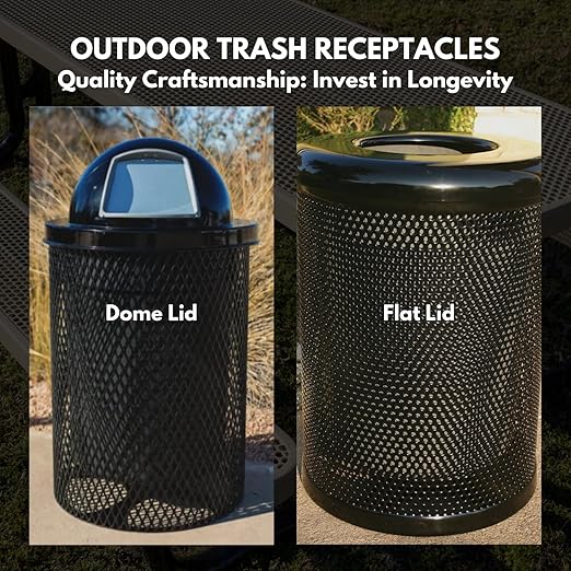 RDT-P-TAN Heavy Duty Round Trash Receptacle with Dome Top, Liner Included, 32 Gallon, Tan, Made in America
