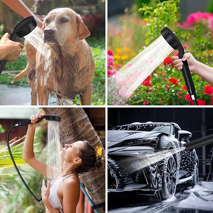 Portable Camping Shower - 10000mAh Rechargeable, 5-Speed, IPX8 Waterproof, LED Display Camp Shower Pump- Perfect for Hiking, Travel, Cars & Pets