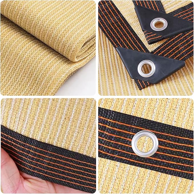 Sun Shade Cloth - Pergola Sunshade 90% Outdoor Shade Fabric with Grommets for Pergola Cover Patio Gazebo Deck Garden Porch Wheat(8X12FT)