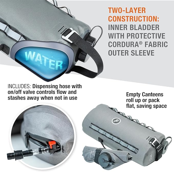 Giant Loop Cactus Canteen Water Reservoir, Foldable and Collapsible Utility Bladder for Drinking Water 1,2,3,5-Gallon (3-Gallon)