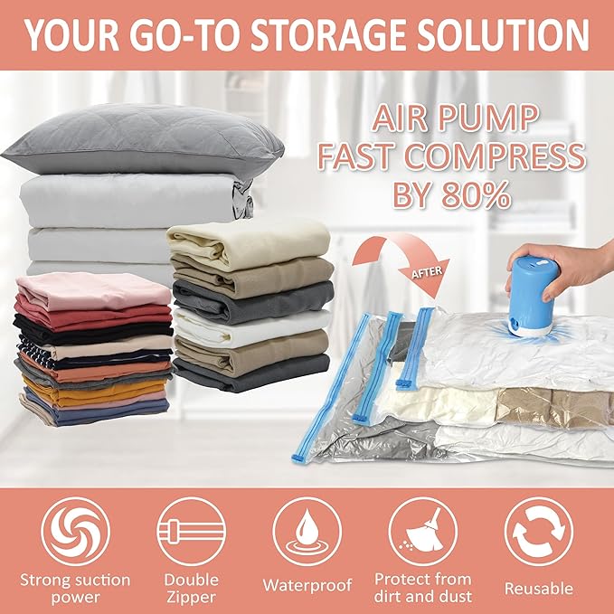 16 Pack Space Saver Storage Bags with Electric Air Pump