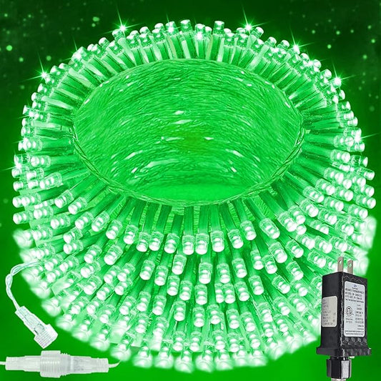 Upgraded Connectable 200 LED String Lights Indoor Outdoor, 66FT Green Halloween Lights Waterproof, 13 Modes Twinkle Fairy Lights Plug in Clear Wire for St. Patrick's Day, Bedroom, Classroom Decor