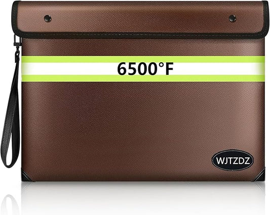 6500°F Fireproof Document Bag, Upgraded Fireproof/Waterproof Money Bag with Zipper/Reflective Strip,Storage Pouch for A4 Letter Size Document,Cash,Cell Phone,Passport