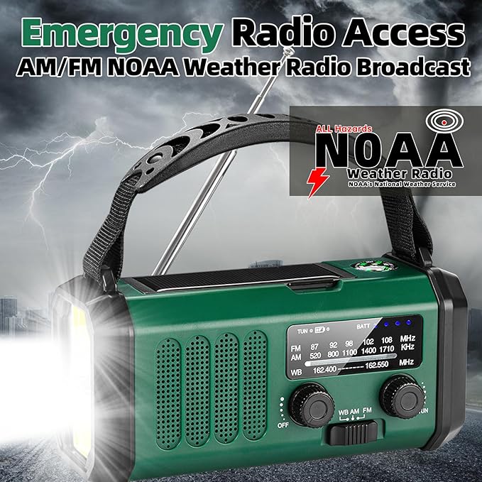 Hand Crank Emergency Radio,37000mWhSolar Powered Hand Crank Portable NOAA AM FM Weather Radio with 3Mode Flashlight and Reading Light,Cell Phone Charger,Home and Emergency Distress Signal