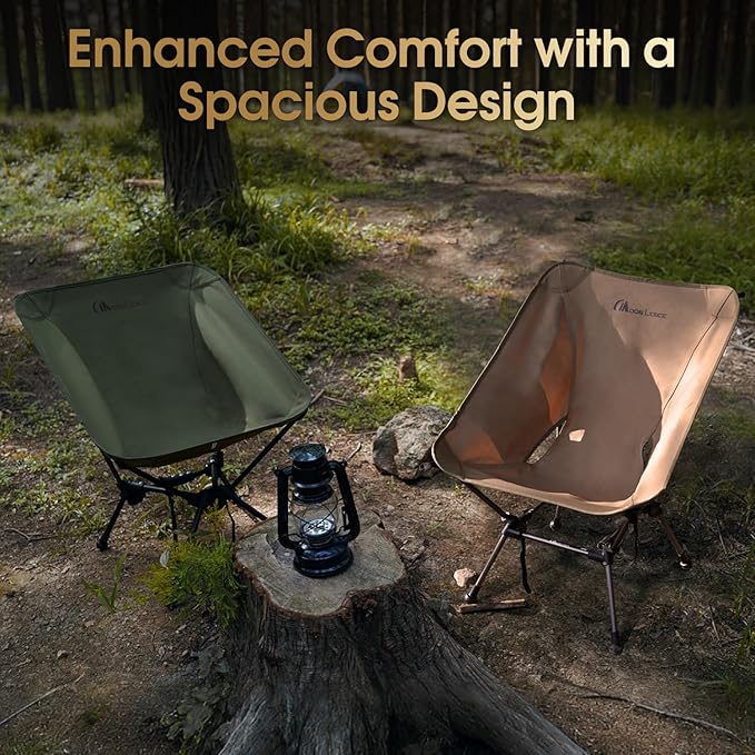 MOON LENCE Portable Camping Chair Plus, Upgraded Comfort & Size, Compact and Lightweight Still, Folding Chair for Backpacking & Hiking, 330Lbs Capacity (Green)