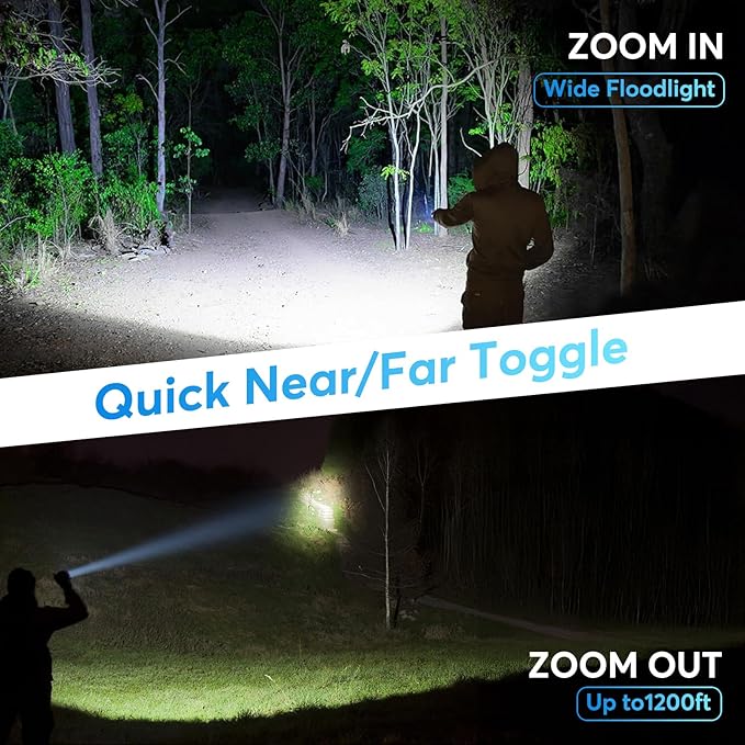 JIJ 2 Pack Rechargeable Flashlights High Lumens, 7 Modes LED Flashlight with IP67 Waterproof, Adjustable Handheld Tactical Flashlight for Camping, Home Emergency, Outdoor