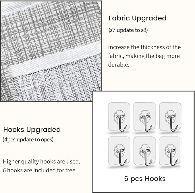 2pcs 3-pockets Large Wall Hanging Organizer Bag, Linen Fabric Door Hanging Storage Baskets with Pockets, Waterproof Bin for Kitchen, Bedroom, Office, RV Camper (Stripe_2pcs)