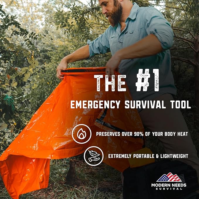 Emergency Sleeping Bag Survival – Thermal Blanket & Bivy Sack | Emergency Bivy & Survival Blanket | Outdoor Sleeping Bag & Hiking Sleeping Bag | Sleeping Bags for Adults