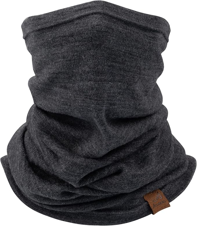 ACUSHLA 100% Merino Wool Neck Gaiter Ski Face Mask Scarf Neck Warmer for Men & Women All Weather