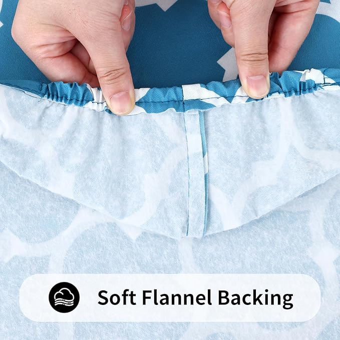 Smiry Rectangle Picnic Table Cover, Waterproof Elastic Fitted Camping Tablecloths for 5 Foot Tables, Wipeable Flannel Backed Vinyl Tablecloth Protector for Indoor, Outdoor (Light Blue, 30x60 Inches)