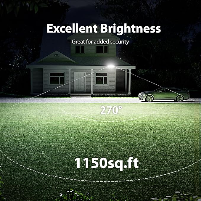 Onforu 65W LED Flood Light Motion Sensor Outdoor, 6500lm Security Light with Three Head, IP65 Waterproof Exterior Floodlight, 6500k Wall Light for Entryways Stairs Yard Garage