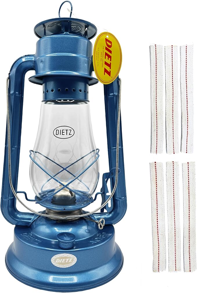 Light of Mine - Dietz #80 Blizzard Oil Lantern with 7/8" Replacement Wick Strips (Blue)