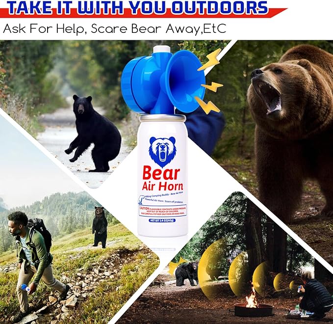 1.4oz Bear Horn for Self Defense, 123dB Loud Mini Air Horn, Audible Up to 1/2 Mile, Safety Air Horn for Hiking,Camping and Outdoor Protection（1.2.4）