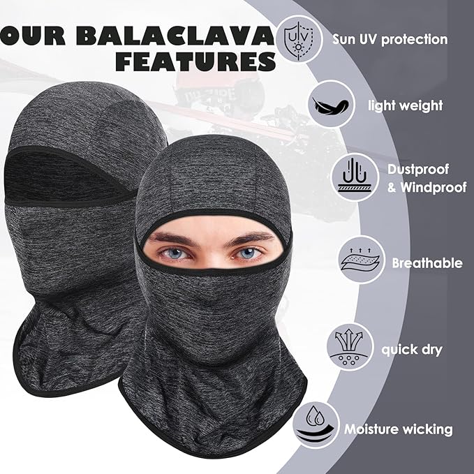 Achiou Balaclava Face Mask, Ski Mask for Men Women Football, Lightweight Sheisty, Ninja Shiesty Sun Hood UV Protector Cycling