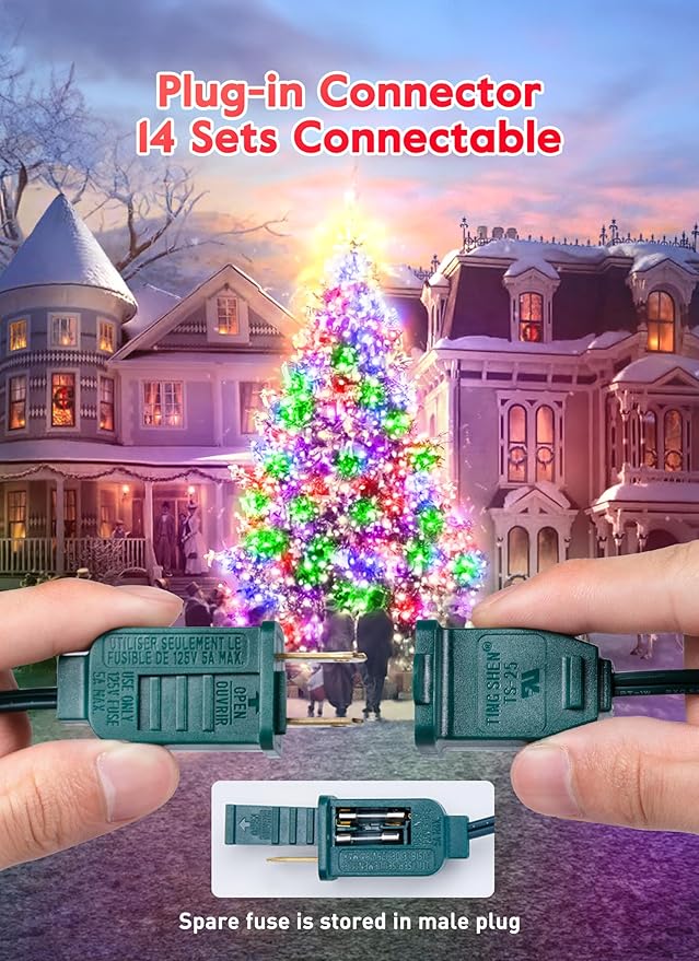 Vintage C9 LED Christmas Lights Outdoor - 50 Feet String with 50 Colored Bulbs, Waterproof Connectable Lights for Holiday Party Roofline, Backyard, Garden, Patio, Green Wire