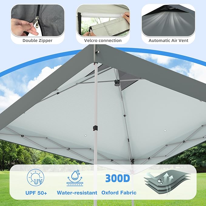 10x10 Pop Up Canopy Tent with Mosquito Netting, Outdoor Portable Screen Tent for Yard, Party, Camping and Picnic, 3 Height Positions, Patio Gazebo with Roller Bag and 4 Sandbags