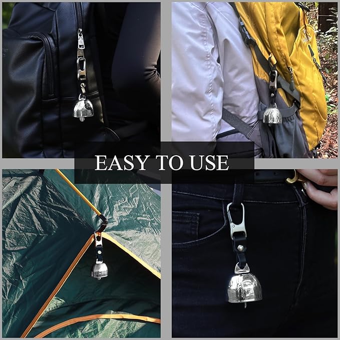 Loud Bear Bell with Silencer | Hiking Accessories | Emergency Whistle & Copper Bell for Hiking, Backpacking, Survival, Biking, Fishing, Climbing, Camping