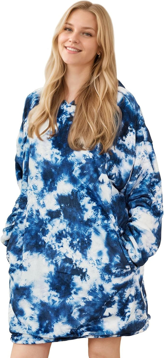 LetsFunny Blanket Hoodie,Oversized Wearable Sherpa Fleece Blanket Sweatshirt,Super Soft Warm Cozy with Giant Pocket,for Women Men Adults Teenagers Kids, One Size Fits All