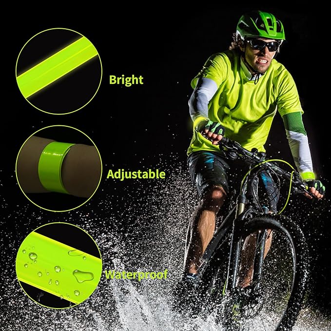 20 Pcs Reflective Bands Snap Bracelets - Enhance Safety for Children, School Bags, Keys, Prams, Hiking, Joggers, and Cyclists