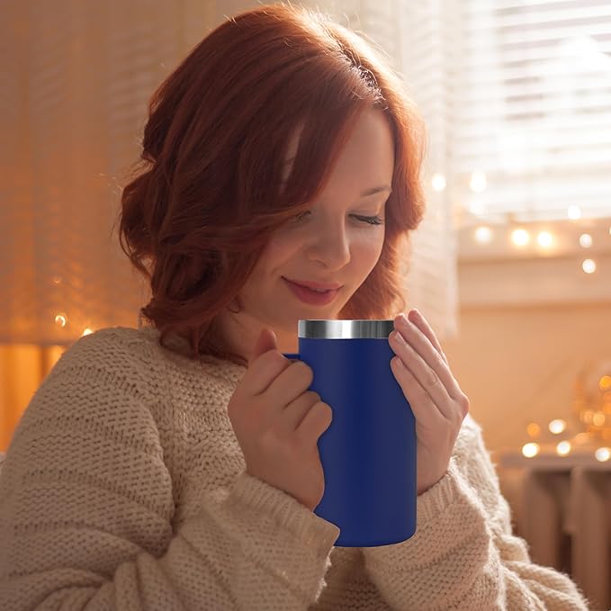 DOMICARE 24oz Mug with Handle and Lid, Stainless Steel Coffee Mug, Travel Mug with Handle, Double Wall Vacuum Coffee Tumbler, Reusable Insulated Cup, Navy, Pack 4