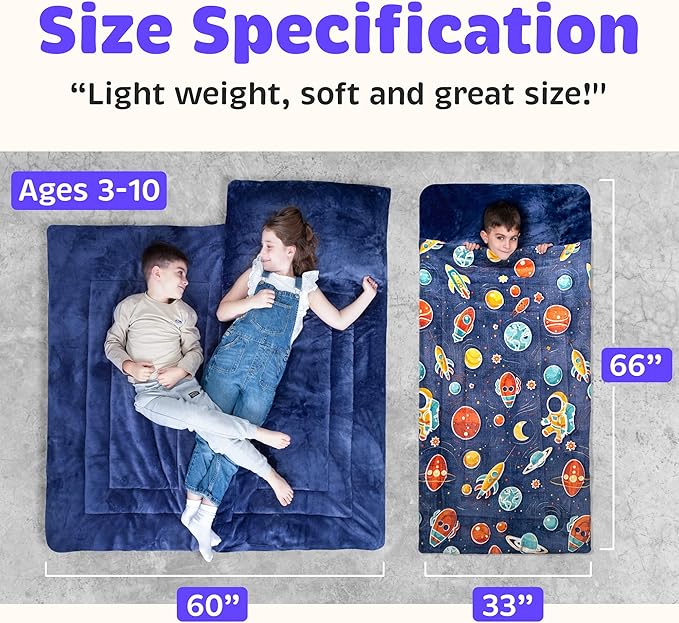 Kids Sleeping Bag for Boys & Girls - Glow in The Dark for Ages 3+, Large With Pillow Pocket, Extra Soft Toddler Blanket (66" x 33")