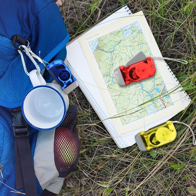 Leelosp 48 Pcs Hand Crank Flashlight No Battery Required Cranked Flashlight Manual Press Flash Light 3 LED Squeeze Light for Camping Hiking Power Outage Gift(Red Blue Yellow Gray)