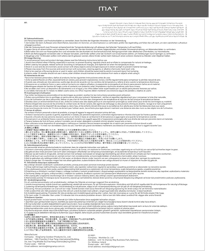 KingCamp Self Inflating Camping Pad, Ultra 6" Thick or Ideal 3" Thcik High R Value Air & Foam Camping Mattress, Full Size Double Sleeping Pad 2 Person for Camp Tent Outdoor Car, Multi Colors, PVC Free