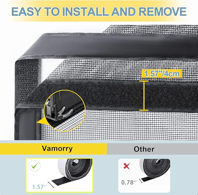 2025 Upgraded Magnetic Screen Door - 3X Heavy Duty Magnets Hands-Free - Mosquito/Insect Proof- Lets Cool Breeze in - Kid/Pet Friendly - Sliding Doors Easy Install 58"x78"