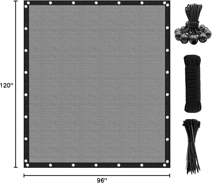 Artpuch 90% Sun Shade Cloth, 8 x 10 FT Pergola Shade Cover Canopy with Grommets, Sun Screen Fabric Tarp for Patio, Outdoor, Garden, Backyard, Light Grey