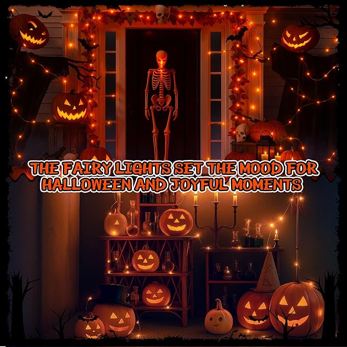 Macarrie 6 Ps USB String Lights 33 ft 100 LED Fairy Lights Powered String for Christmas Indoor Outdoor Wedding Party Tree Home Festival Garden Decoration (Orange)