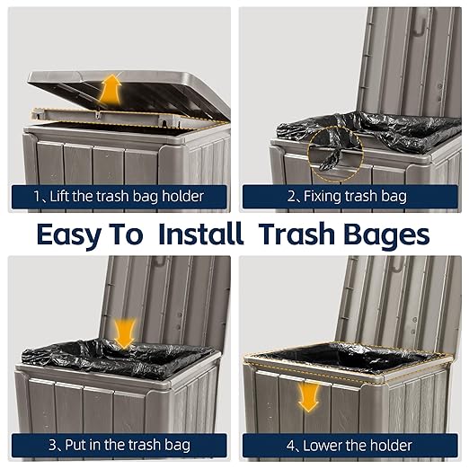 Outdoor Trash Can 23 Gallon Garbage Can with Lid Waterproof Resin Garbage Patio Waste Bin for Garden, Backyard, Deck,Gray