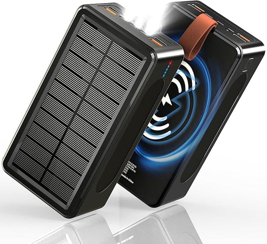 90000mAh Power Bank 35W Fast Charging with Solar Charger - High Capacity Wireless Charger Power Bank for Camping, Travel, Emergencies, Tech Devices | 7-Port PD/USB-C, LED Flashlight