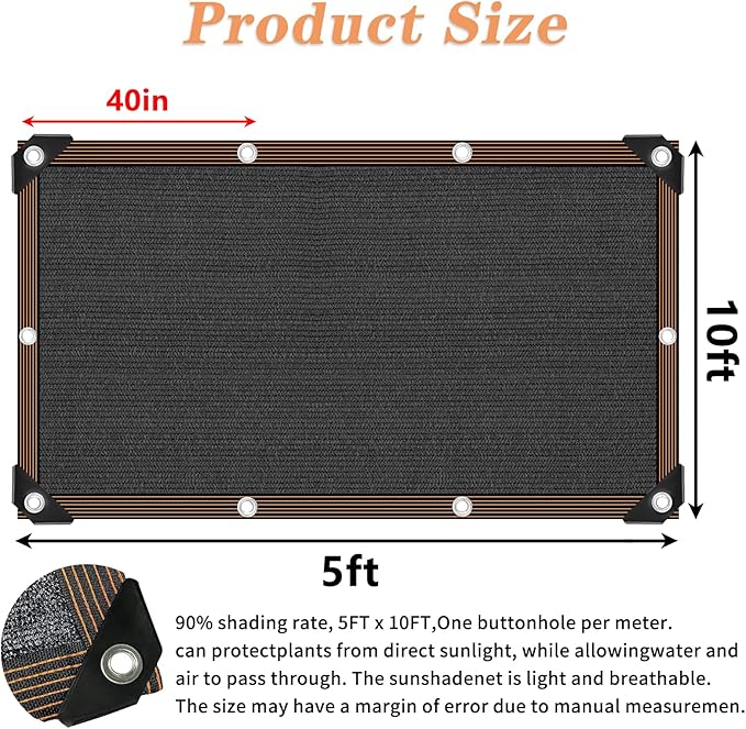 Shade Cloth for Plants Greenhouse, 80-90% Sunblock for Outdoor Garden Pergola Patio Lawn Sun Shade Cloths for Kennel Chicken Coop Easier to Hang Net Cover