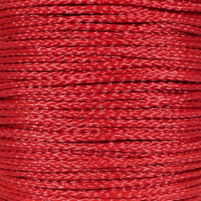 Hollow Braid Polypropylene Rope (Red, 1/4 Inch, 1000 Feet) - Barrier Rope - Trail Marking, Crowd Control, Golf Courses