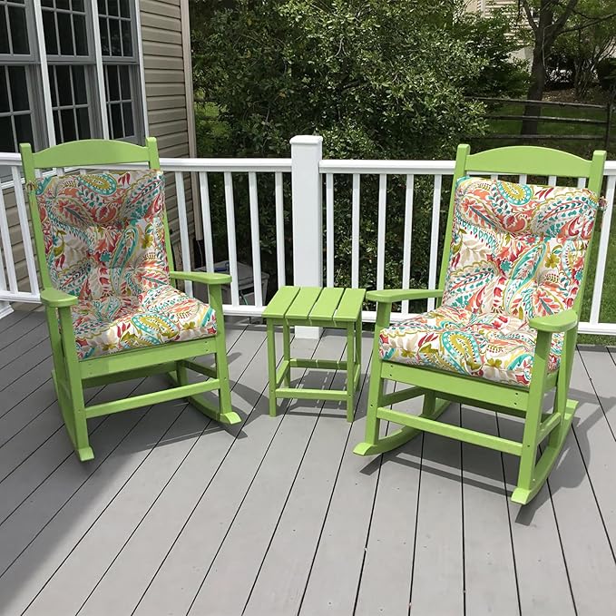 LVTXIII Outdoor Low Back Chair Cushions, Seasonal Replacement Adirondack Chair Cushion with Ties, Patio Waterproof Seat Cushions for Home Garden Use, 21 W x 21 D, Set of 2, Pretty Paisley