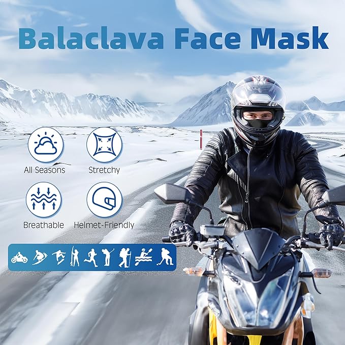 2 Pack Ski Mask Balaclava Face Mask, Breathable Face Cover Warm Windproof Neck Gaiter for Men Women Skiing Cycling Fishing